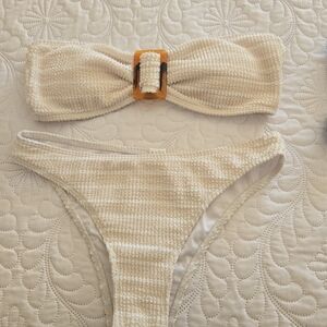 Nordstrom Ivory Textured Bikini with Amber Accent